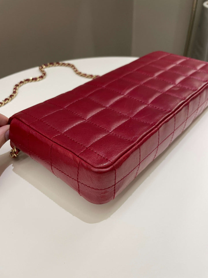 Chanel Chocolate Bar Flap Dark Red Lambskin