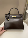 Hermes Vintage Kelly 28 Dark Brown Box