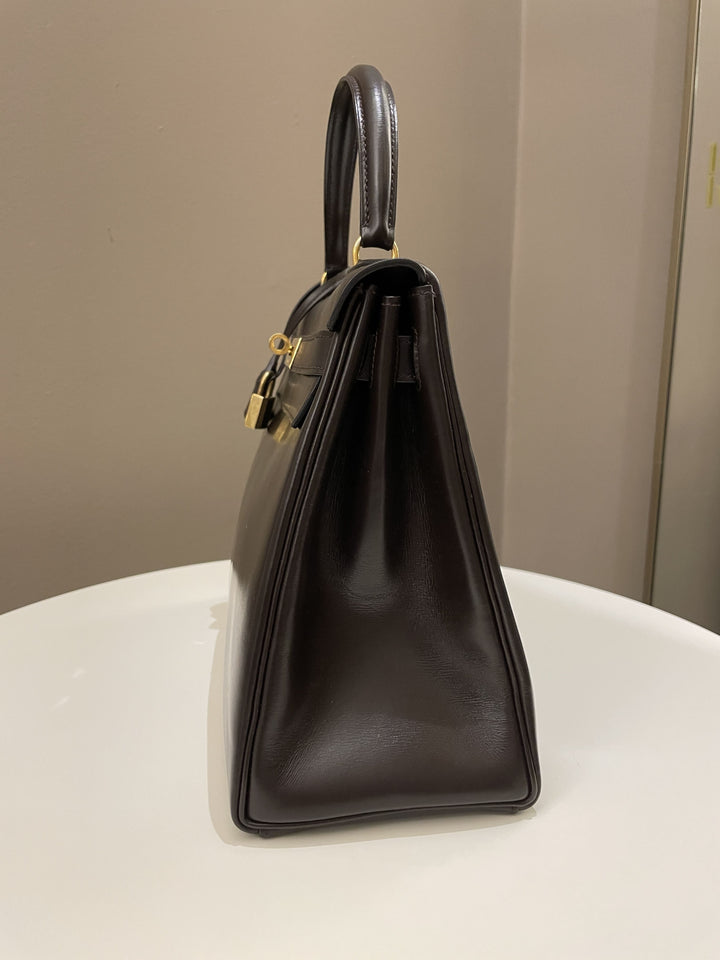 Hermes Vintage Kelly 28 Dark Brown Box