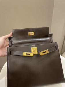 Hermes Vintage Kelly 28 Dark Brown Box