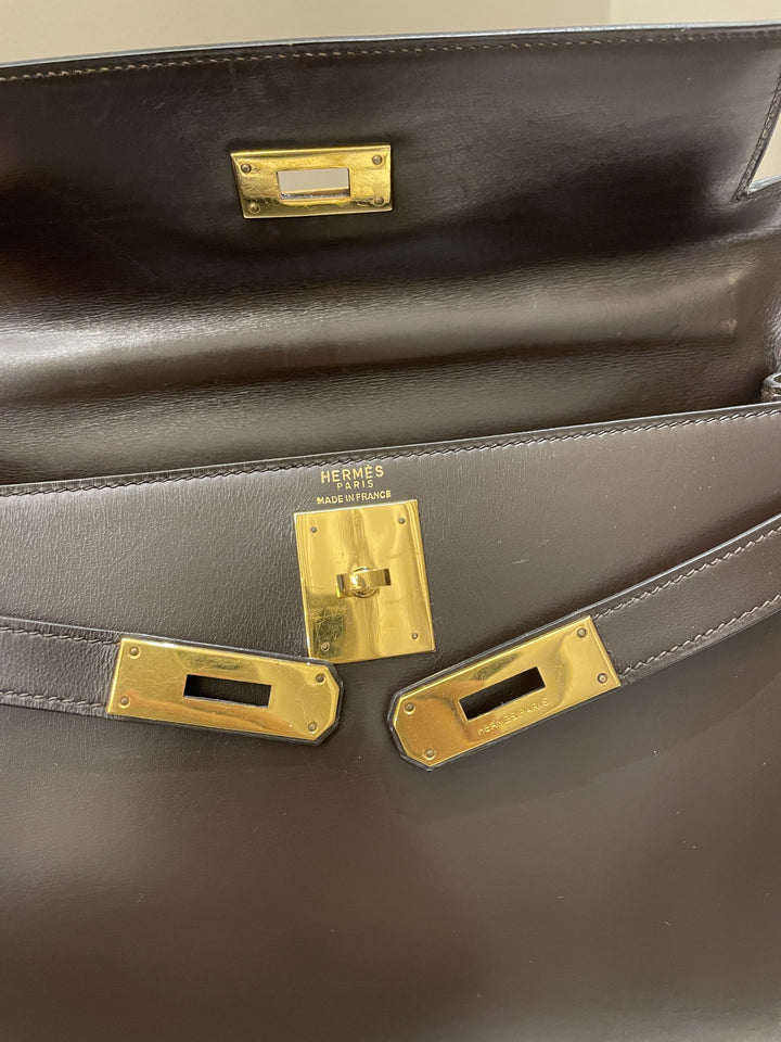 Hermes Vintage Kelly 28 Dark Brown Box