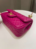 Chanel Pearl Crush Quilted Mini Rectangular Dark Pink Lambskin