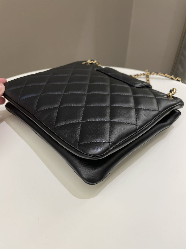 Chanel 24C Quilted XL CC Crossbody Black Calfskin