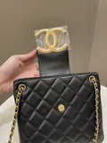 Chanel 24C Quilted XL CC Crossbody Black Calfskin