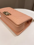 Chanel Chevron Boy Old Medium Salmon Pink Calfskin