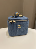 Chanel Quilted Pearl Crush Mini Vanity Cube Denim
