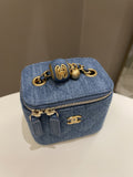Chanel Quilted Pearl Crush Mini Vanity Cube Denim