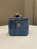 Chanel Quilted Pearl Crush Mini Vanity Cube Denim