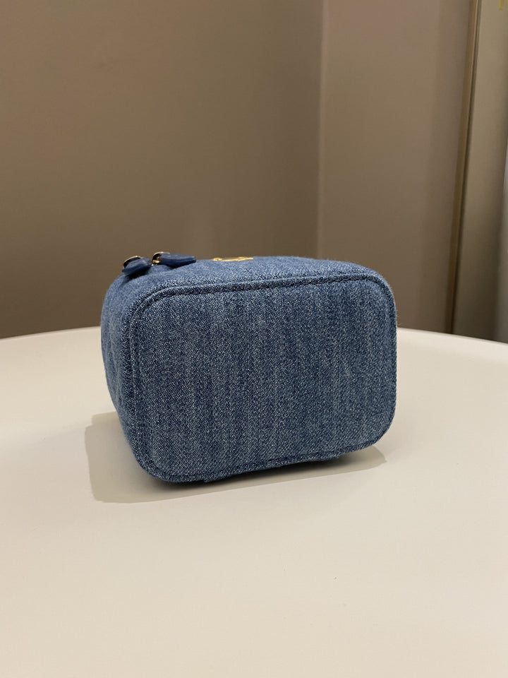 Chanel Quilted Pearl Crush Mini Vanity Cube Denim