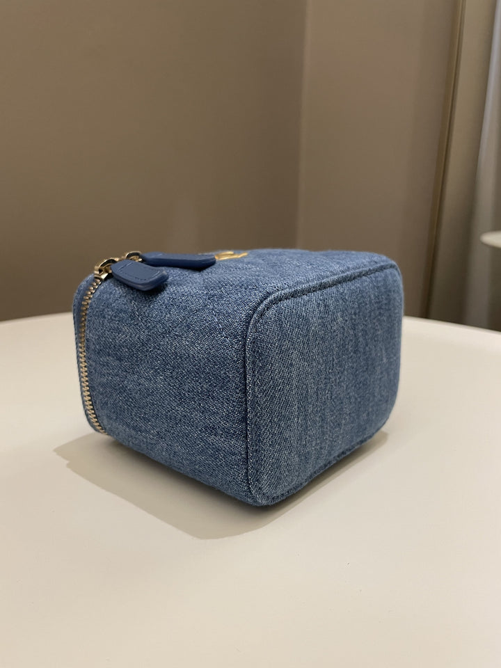 Chanel Quilted Pearl Crush Mini Vanity Cube Denim