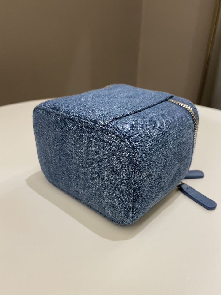 Chanel Quilted Pearl Crush Mini Vanity Cube Denim