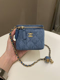 Chanel Quilted Pearl Crush Mini Vanity Cube Denim