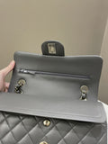 Chanel 22A Classic Quilted Small Double Flap Dark Grey Lambskin