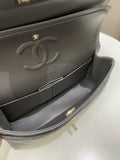 Chanel 22A Classic Quilted Small Double Flap Dark Grey Lambskin