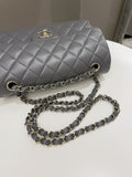 Chanel 22A Classic Quilted Small Double Flap Dark Grey Lambskin