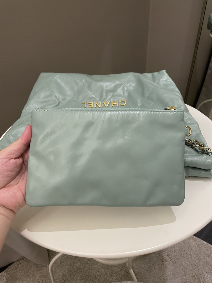 Chanel 22 Medium Tiffany Mint Calfskin