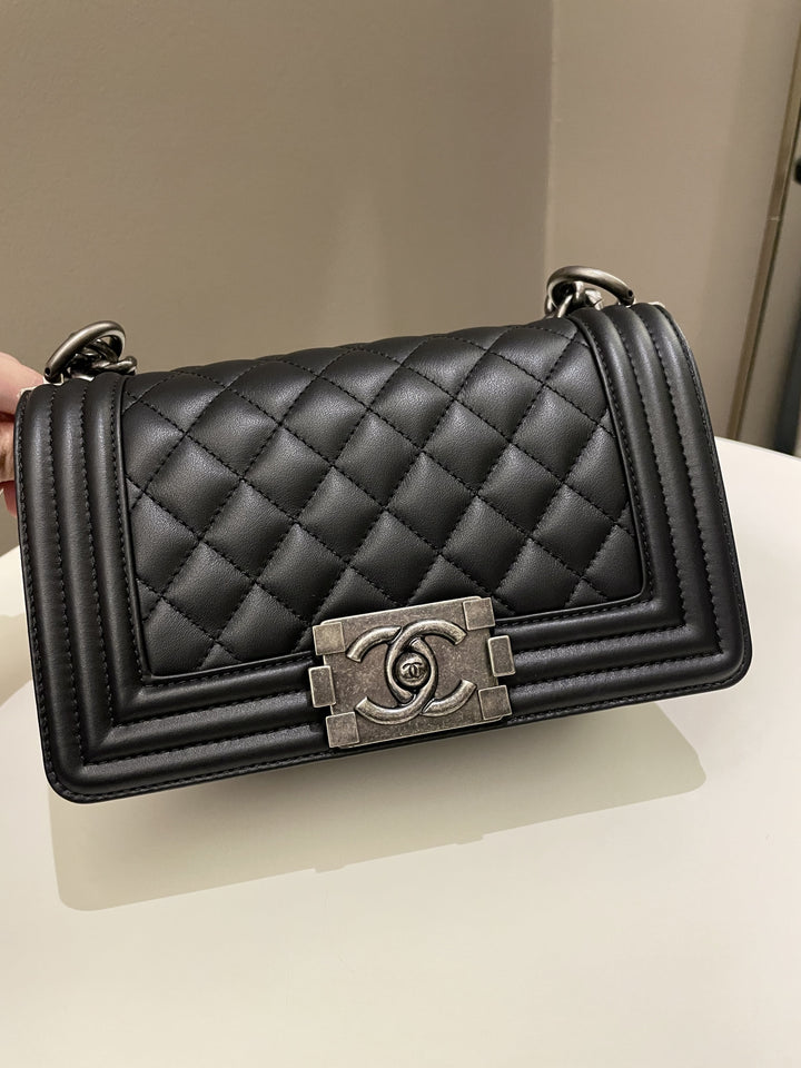 Chanel Quilted Small Boy Black Calfskin