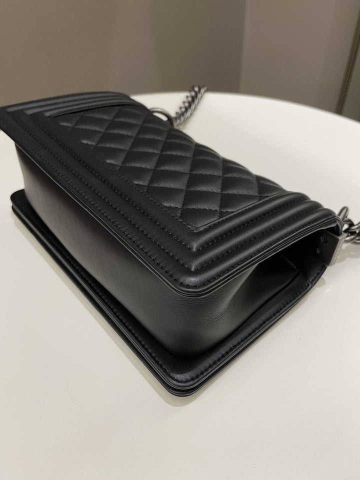 Chanel Quilted Small Boy Black Calfskin