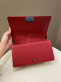 Chanel Quilted Boy Old Medium Red Caviar