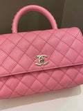 Chanel Quilted Coco Chain Handle Pink Caviar