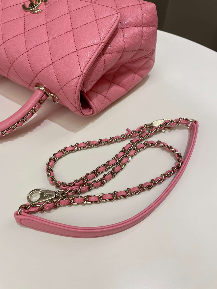 Chanel Quilted Coco Chain Handle Pink Caviar