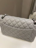 Chanel Classic Quilted Jumbo Double Flap Grey Lambskin