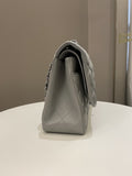 Chanel Classic Quilted Jumbo Double Flap Grey Lambskin