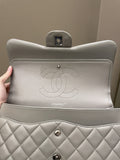 Chanel Classic Quilted Jumbo Double Flap Grey Lambskin