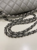 Chanel Classic Quilted Jumbo Double Flap Grey Lambskin