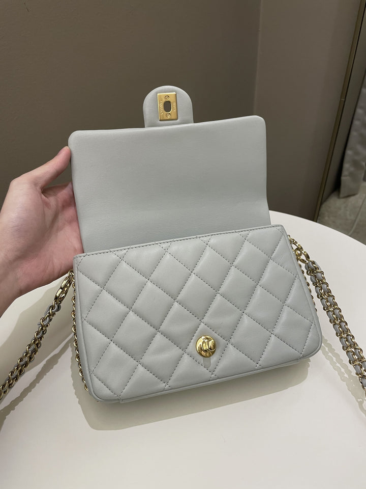 Chanel Chain Around Flap Grey Lambskin