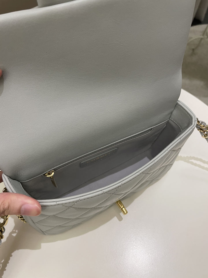 Chanel Chain Around Flap Grey Lambskin