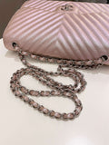 Chanel 17B Chevron Jumbo Double Flap Rose Gold Caviar
