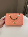 Chanel 23C Charm Chain Flap Bag Light Orange Stiff Lambskin