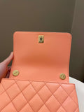 Chanel 23C Charm Chain Flap Bag Light Orange Stiff Lambskin