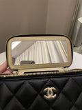 Chanel 23C Quilted Pearl Crush Vanity Rectangular Black Lambskin