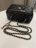 Chanel 23C Quilted Pearl Crush Vanity Rectangular Black Lambskin