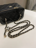 Chanel 23C Quilted Pearl Crush Vanity Rectangular Black Lambskin