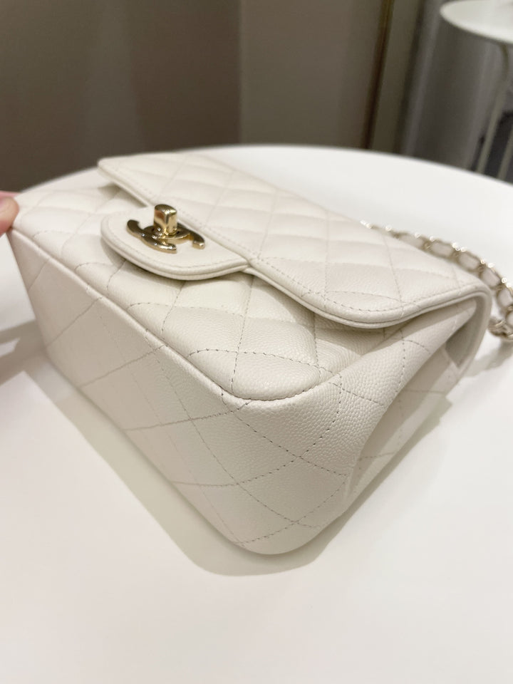 Chanel Classic Quilted Mini Square Ivory Caviar