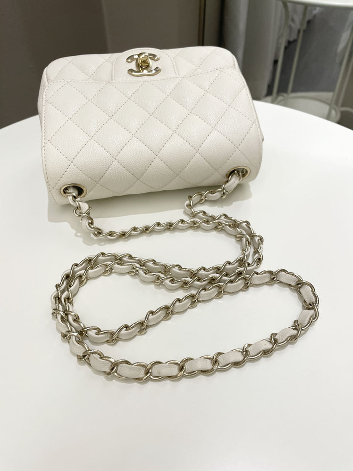Chanel Classic Quilted Mini Square Ivory Caviar