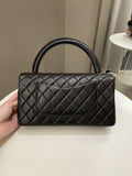 Chanel Vintage Quilted Kelly Top Handle Black Lambskin