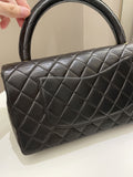 Chanel Vintage Quilted Kelly Top Handle Black Lambskin
