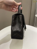 Chanel Vintage Quilted Kelly Top Handle Black Lambskin