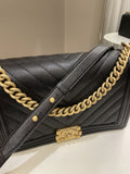 Chanel Chevron Boy New Medium Black Caviar