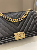Chanel Chevron Boy New Medium Black Caviar