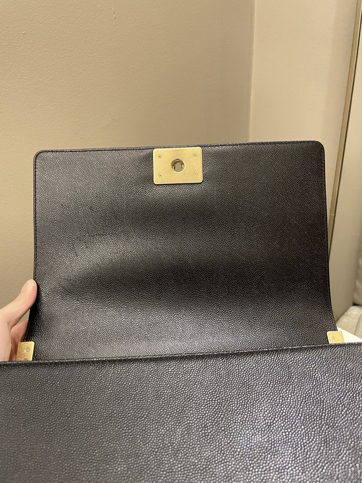 Chanel Chevron Boy New Medium Black Caviar