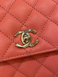 Chanel 22A Quilted Coco Handle Coral Pink Caviar