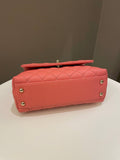 Chanel 22A Quilted Coco Handle Coral Pink Caviar