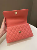 Chanel 22A Quilted Coco Handle Coral Pink Caviar