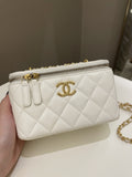 Chanel 23C Cc Mini Vanity Rectangular White Lambskin