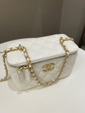 Chanel 23C Cc Mini Vanity Rectangular White Lambskin
